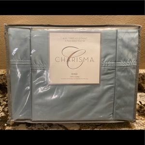 Charisma King Size 420 Thread Count 6 Piece Sateen Sheet Set in Tourmaline Blue